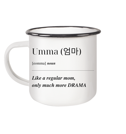 UMMA + FINGERHERZ - BEIDSEITIG - Emaille Tasse (Black)