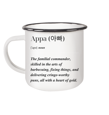 APPA DEFINITION + BESTER APPA - BEIDSEITIG - Emaille Tasse (Black)