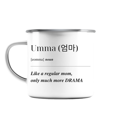 UMMA DEFINITION + BESTE UMMA - BEIDSEITIG - Emaille Tasse (Silber)