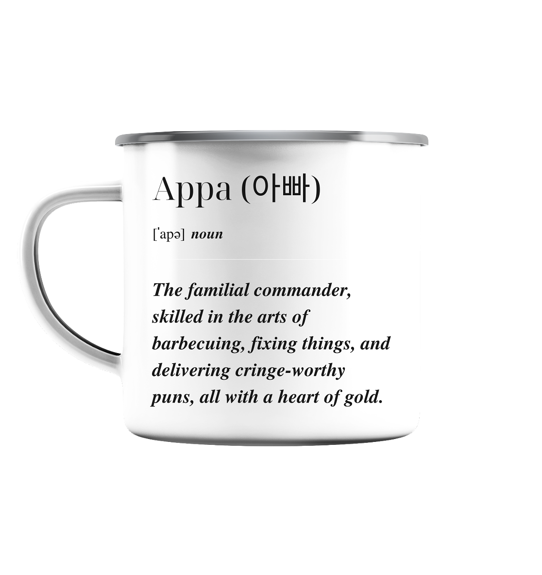 APPA DEFINITION + BESTER APPA - BEIDSEITIG - Emaille Tasse (Silber)