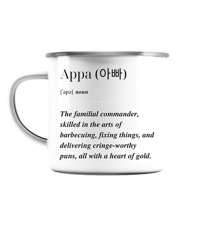 APPA DEFINITION + BESTER APPA - BEIDSEITIG - Emaille Tasse (Silber)