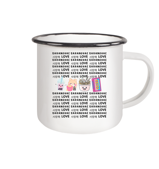 SARANGHAE LOVE - Emaille Tasse (Black)