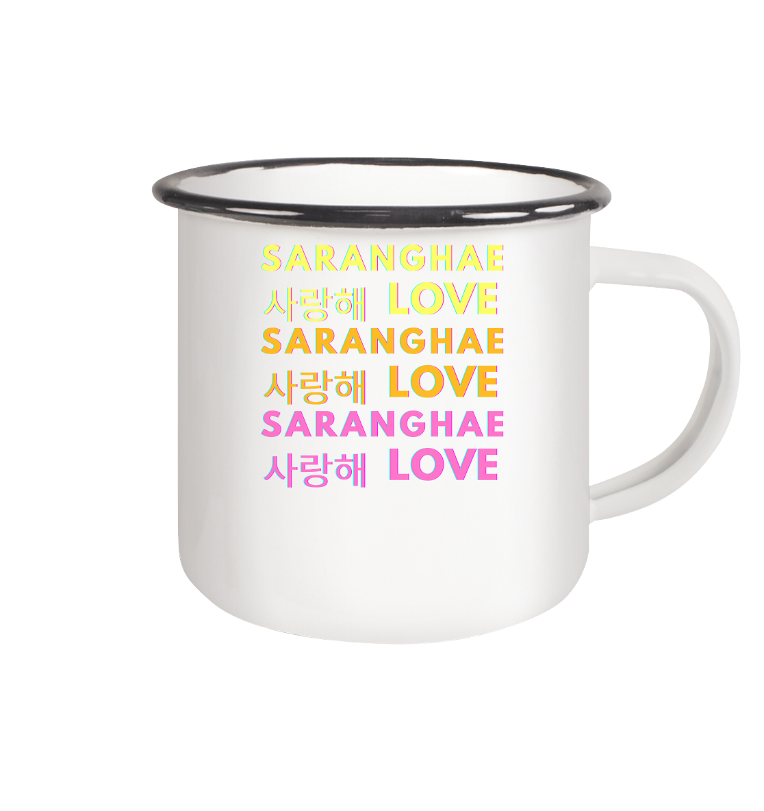 SARANGHAE LOVE NEON - Emaille Tasse (Black)