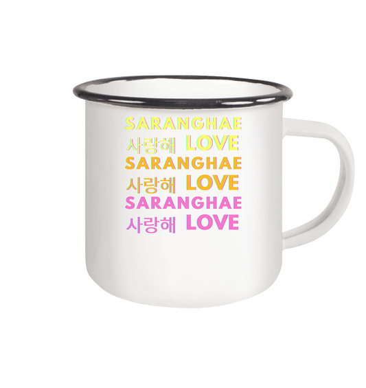 SARANGHAE LOVE NEON - Emaille Tasse (Black)