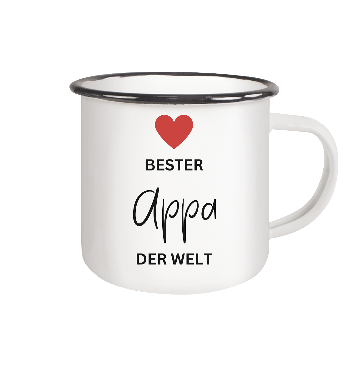 APPA DEFINITION + BESTER APPA - BEIDSEITIG - Emaille Tasse (Black)