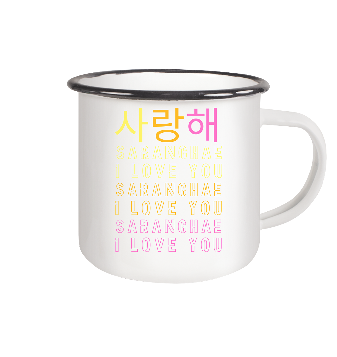 SARANGHAE I LOVE YOU - Emaille Tasse (Black)