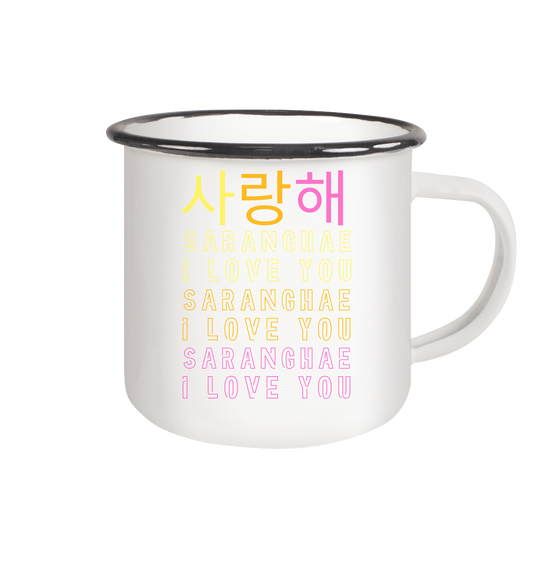 SARANGHAE I LOVE YOU - Emaille Tasse (Black)