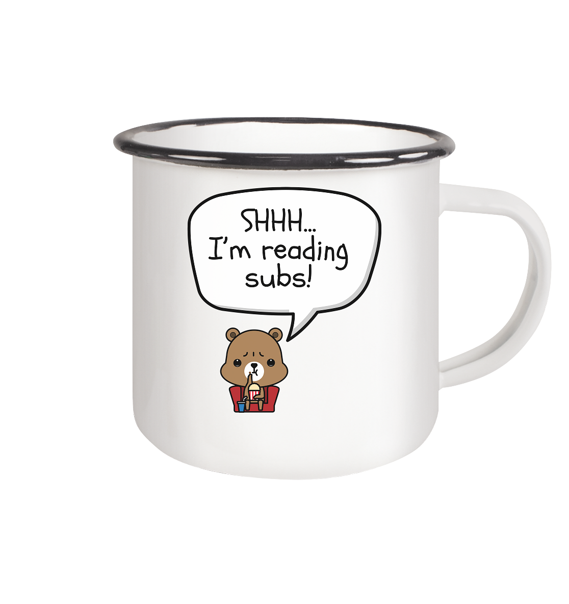 SHHH.. I'M READING SUBS! - Emaille Tasse (Black)