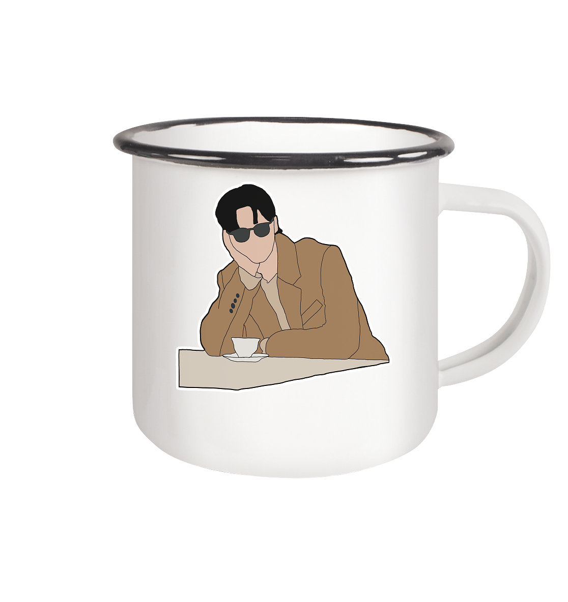 Lovely Runner - Byeon Woo-seok - Ryoo Seon-jae - 3 - Emaille Tasse (Black)