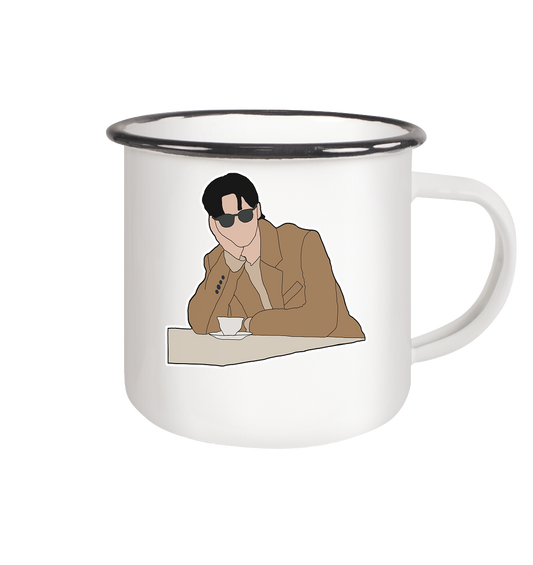 Lovely Runner - Byeon Woo-seok - Ryoo Seon-jae - 3 - Emaille Tasse (Black)