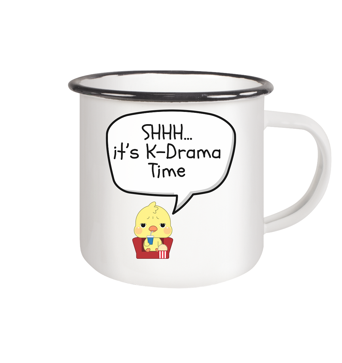 SHHH... IT'S K-DRAMA TIME - Emaille Tasse (Black)