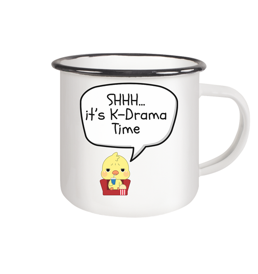 SHHH... IT'S K-DRAMA TIME - Emaille Tasse (Black)