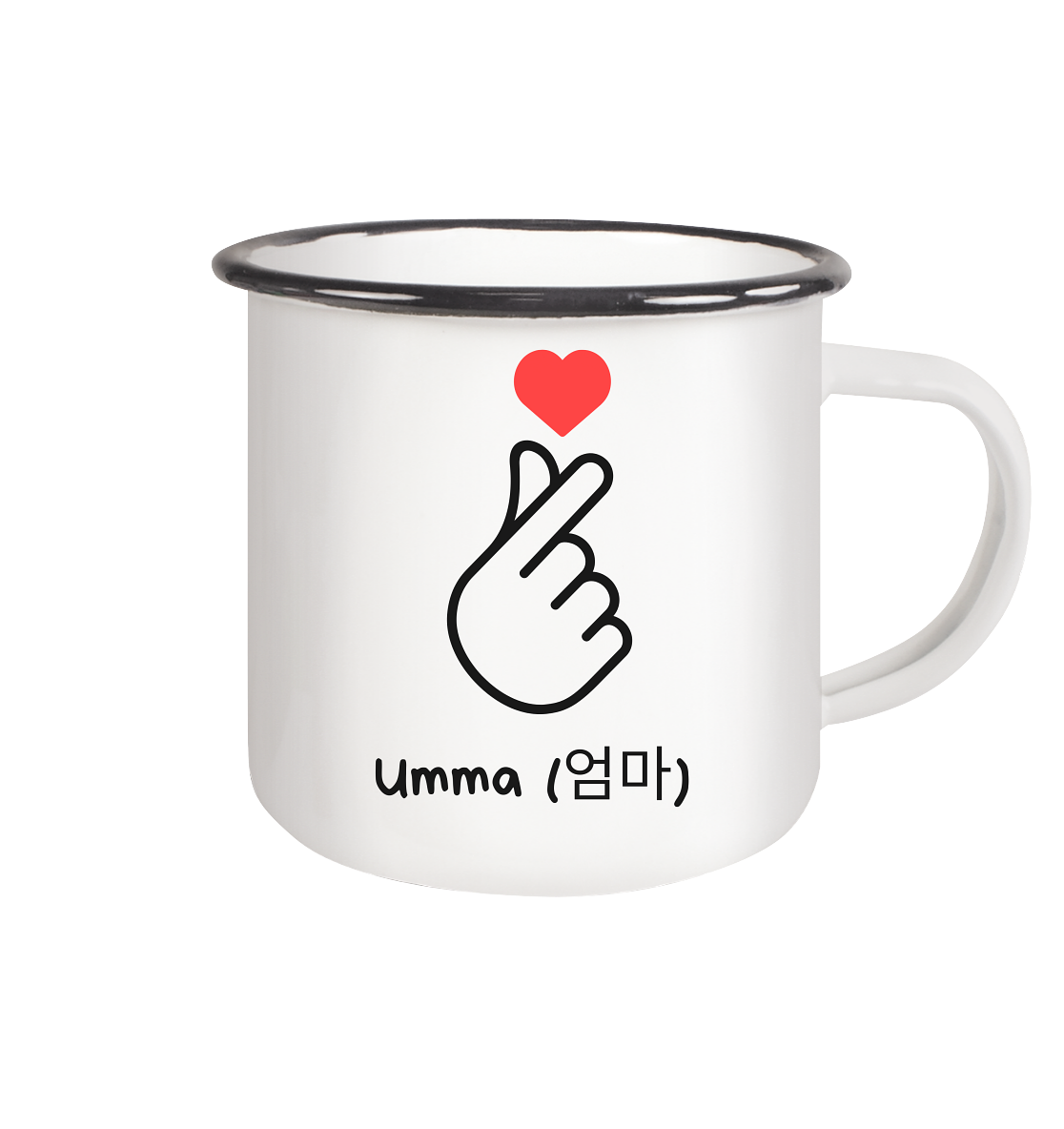 UMMA + FINGERHERZ - BEIDSEITIG - Emaille Tasse (Black)