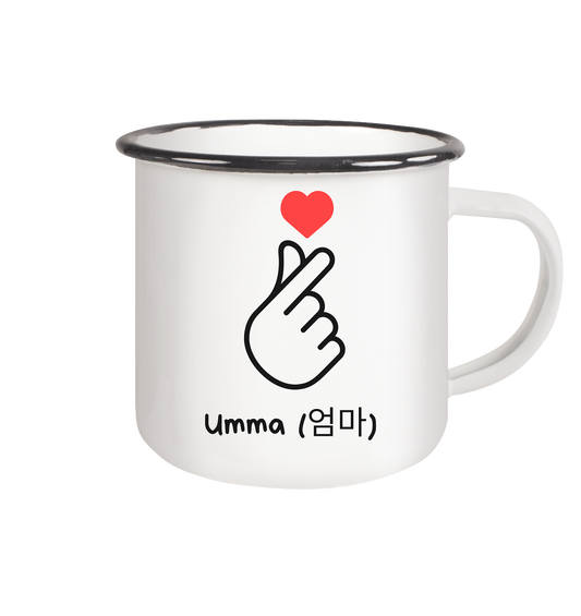 UMMA + FINGERHERZ - BEIDSEITIG - Emaille Tasse (Black)