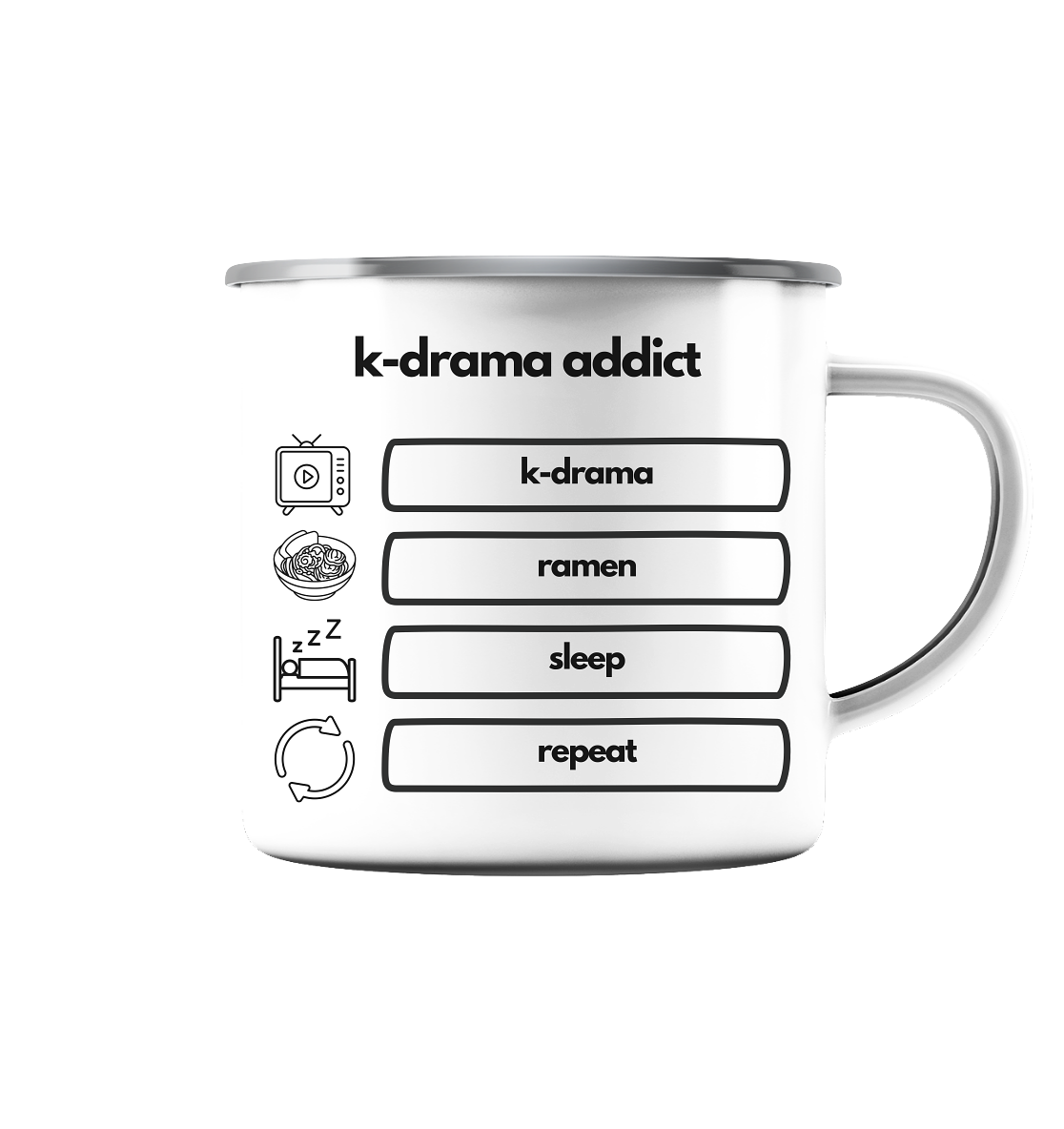 K-Drama Addict - Emaille Tasse (Silber)