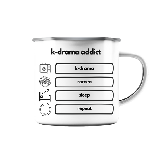 K-Drama Addict - Emaille Tasse (Silber)