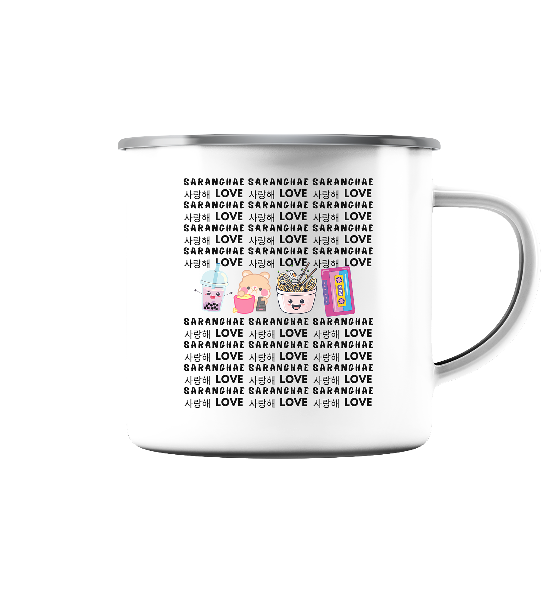 SARANGHAE LOVE - Emaille Tasse (Silber)