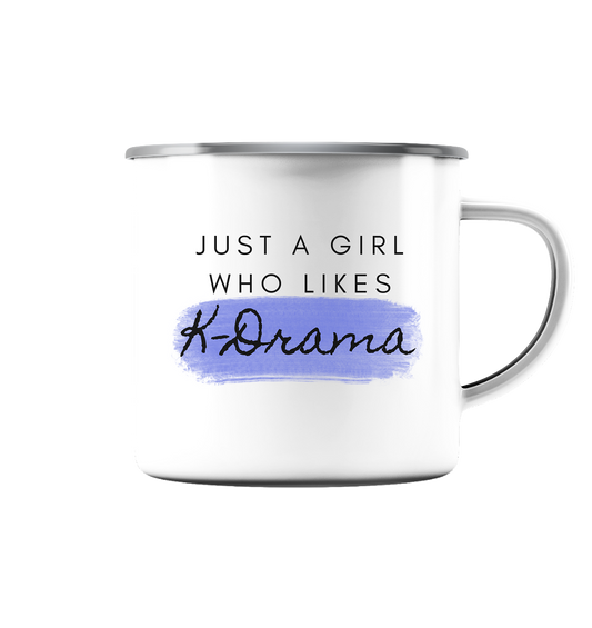 Just a Girl Who Likes K-Drama - Emaille Tasse (Silber)