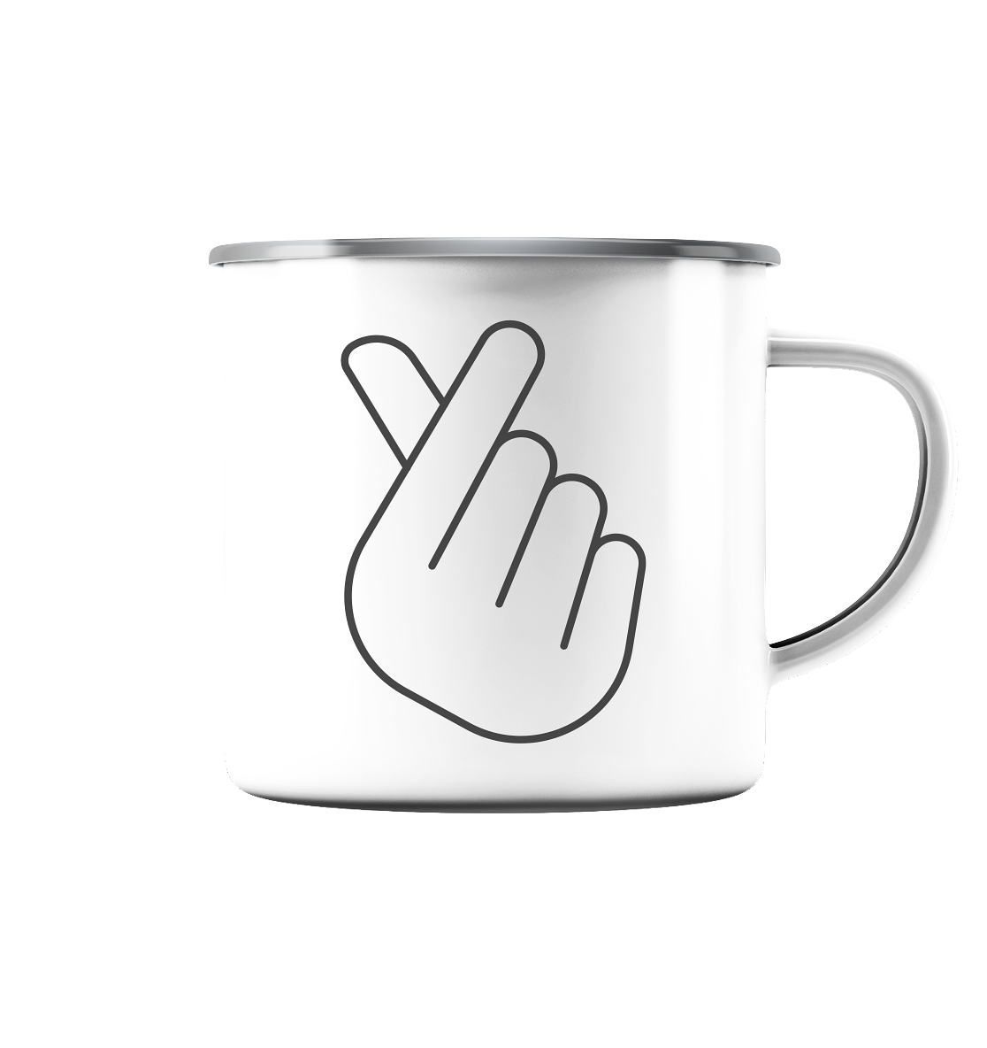 FINGER HERZ - Emaille Tasse (Silber)