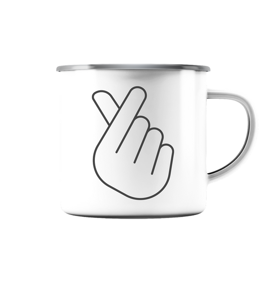 FINGER HERZ - Emaille Tasse (Silber)