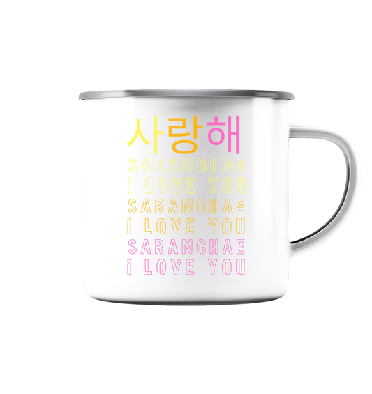 SARANGHAE I LOVE YOU - Emaille Tasse (Silber)