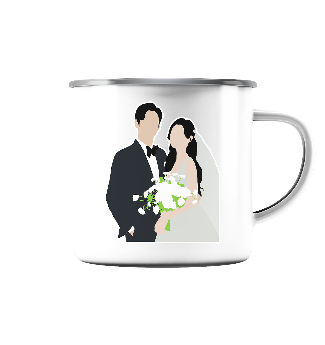 Queen of Tears - Kim Soo-hyun & Kim Ji-won - Baek Hyun-woo & Hong Hae-in - 2 - Emaille Tasse (Silber)