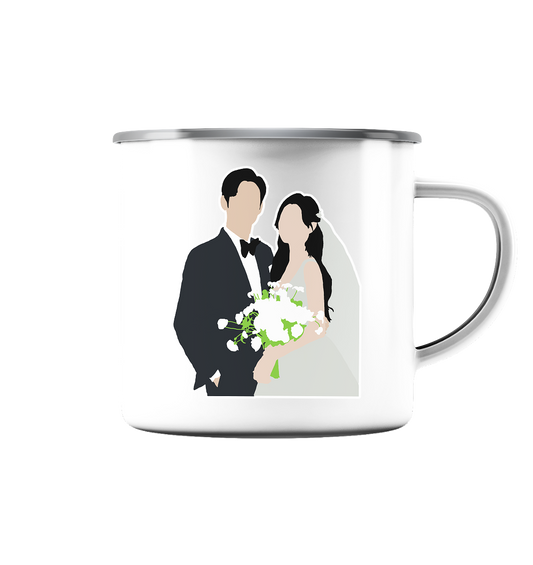 Queen of Tears - Kim Soo-hyun & Kim Ji-won - Baek Hyun-woo & Hong Hae-in - 2 - Emaille Tasse (Silber)