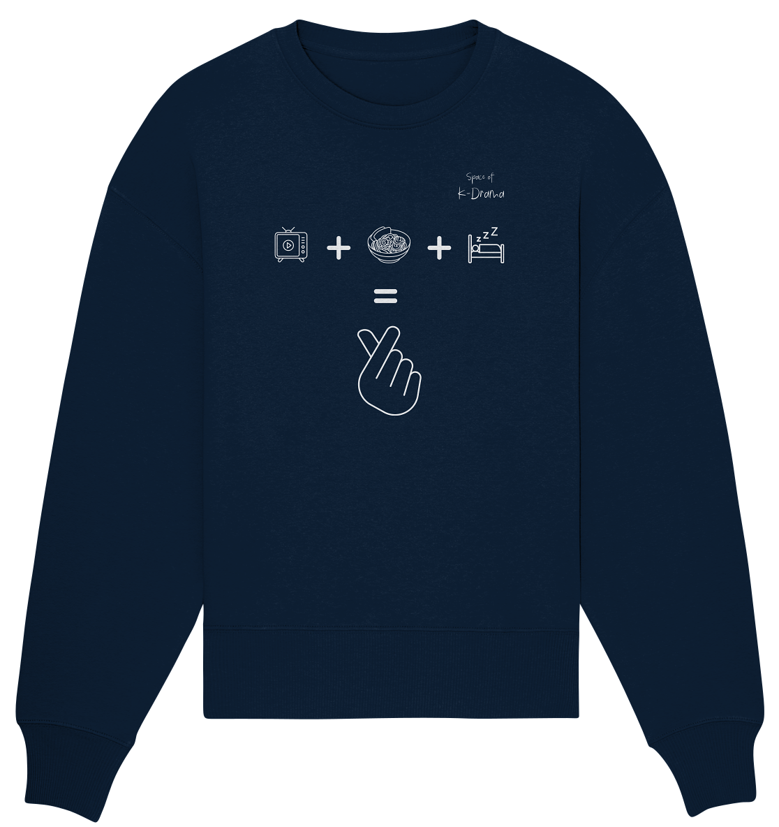 K-Drama, Ramen, Sleep, Finger Herz - Organic Oversize Sweatshirt