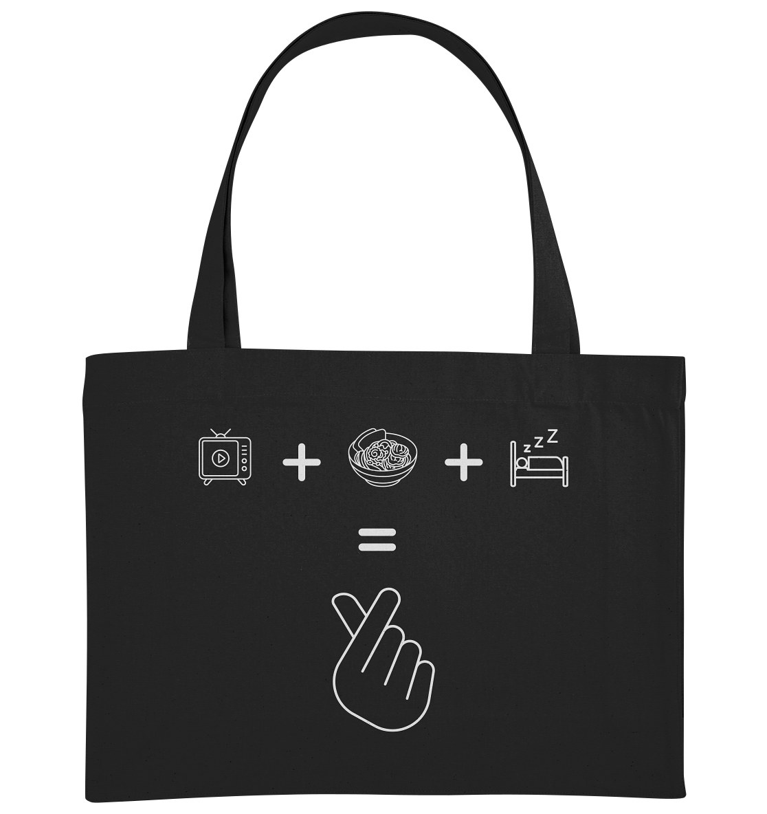 K-Drama, Ramen, Sleep, Finger Herz - Organic Shopping-Bag