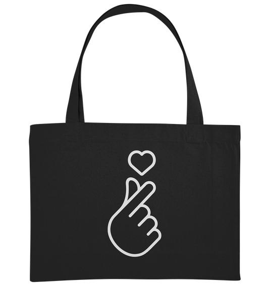 Finger Herz mit Herz - Organic Shopping-Bag