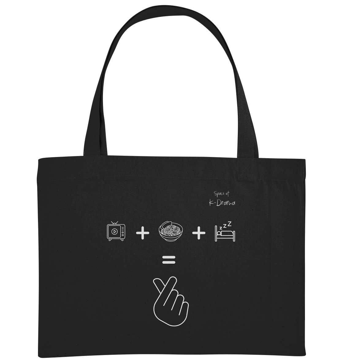 K-Drama, Ramen, Sleep, Finger Herz - Organic Shopping-Bag