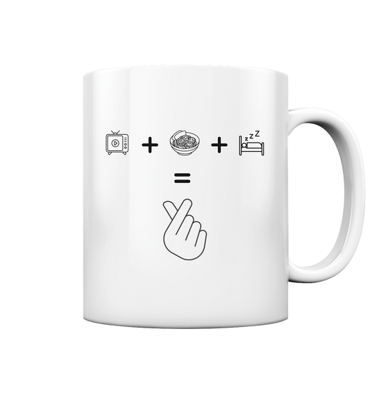 K-Drama, Ramen, Sleep, Finger Herz - Tasse glossy