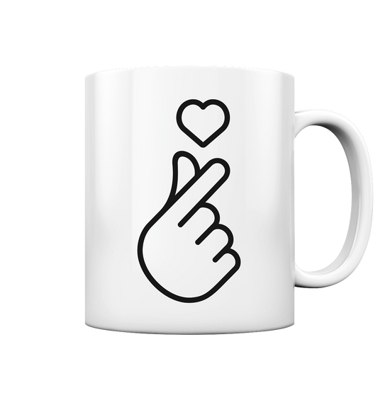 Finger Herz mit Herz - Tasse glossy