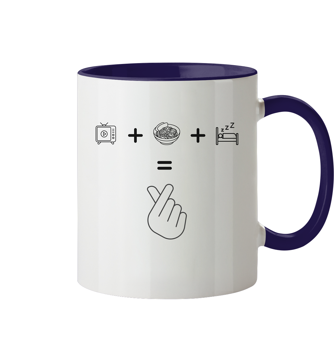 K-Drama, Ramen, Sleep, Finger Herz - Tasse zweifarbig