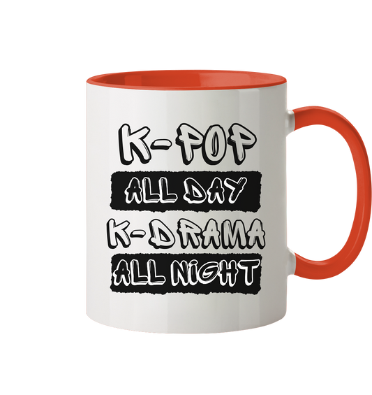 K-POP ALL DAY K-DRAMA ALL NIGHT - Tasse zweifarbig