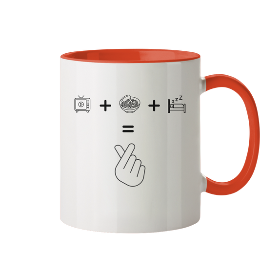 K-Drama, Ramen, Sleep, Finger Herz - Tasse zweifarbig