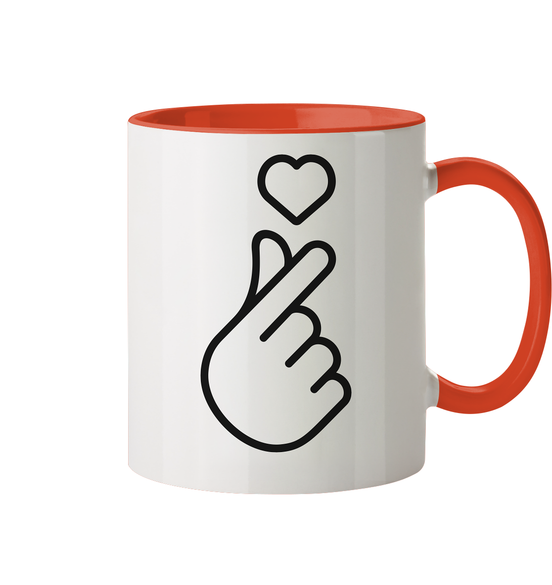 Finger Herz mit Herz - Tasse zweifarbig