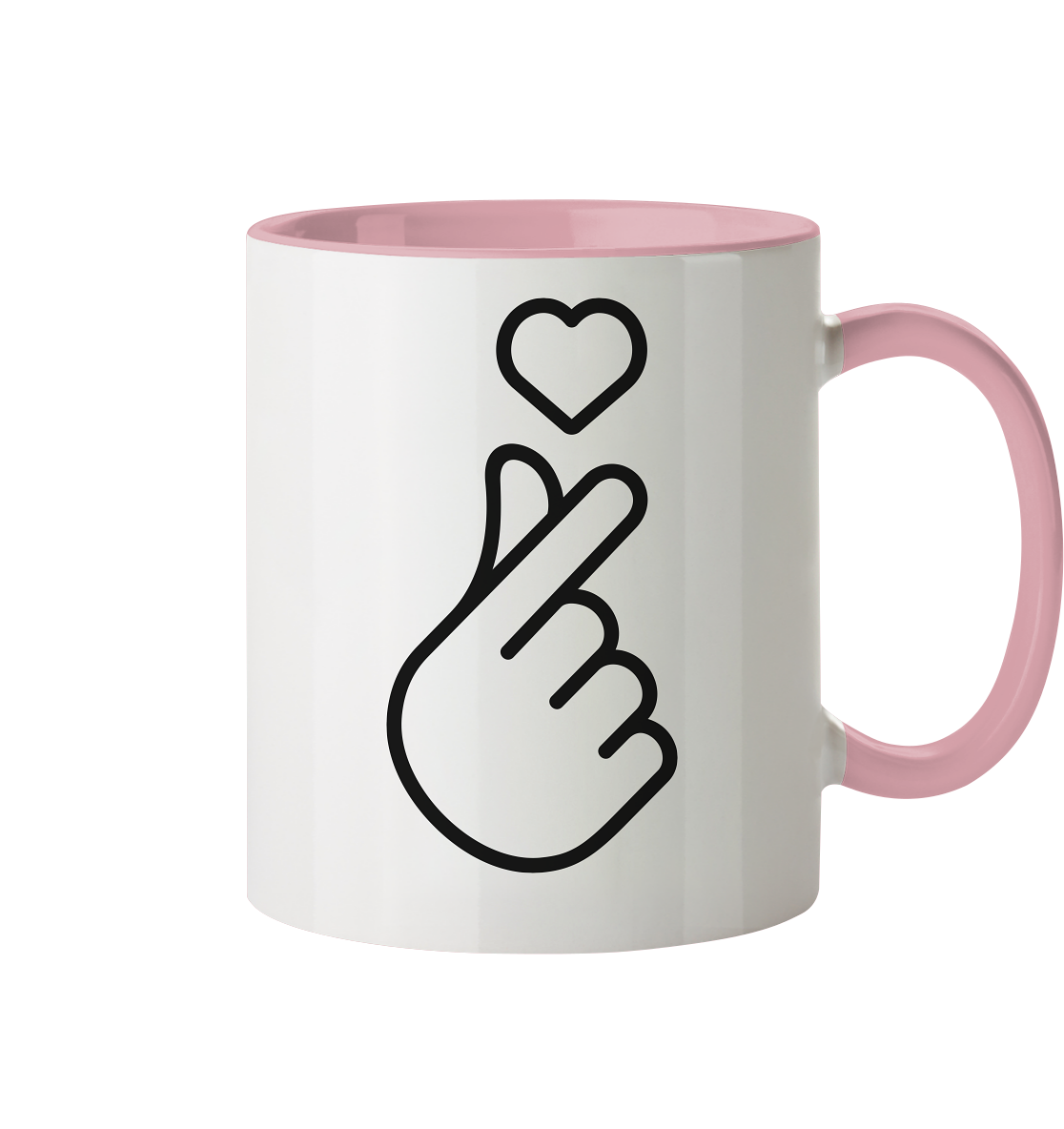 Finger Herz mit Herz - Tasse zweifarbig