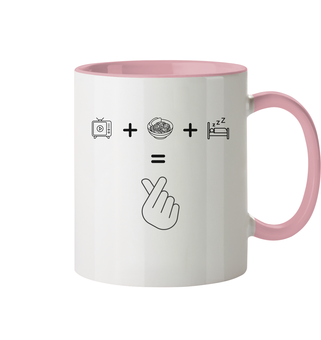 K-Drama, Ramen, Sleep, Finger Herz - Tasse zweifarbig